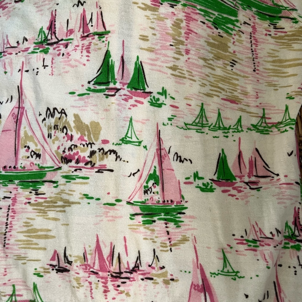 RARE Vintage J.Crew Wool Sweater ~ MCM Novelty Print Sailboats ~ Size Small XS - Picture 8 of 8